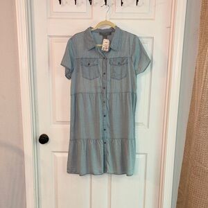 Denim Blue Button-Down Midi Dress